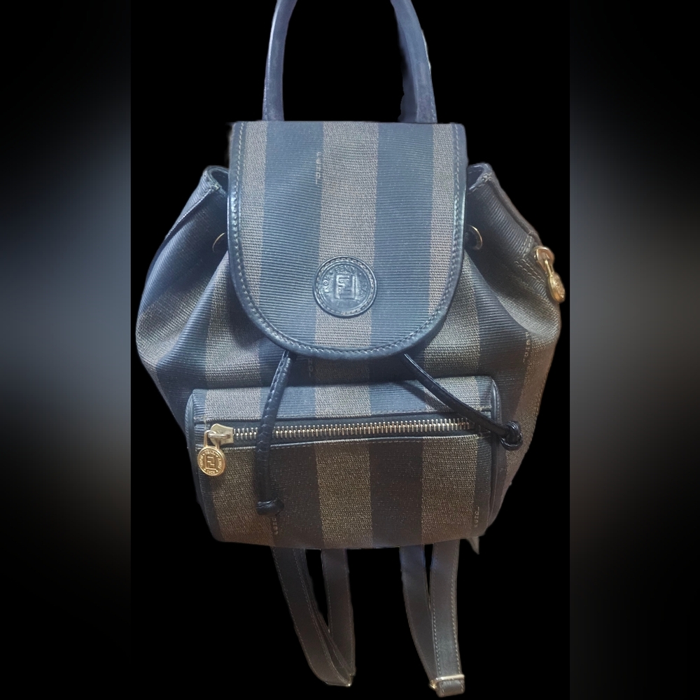 EUC Fendi "Pequin" Striped Mini Backpack - Picture 1 of 12